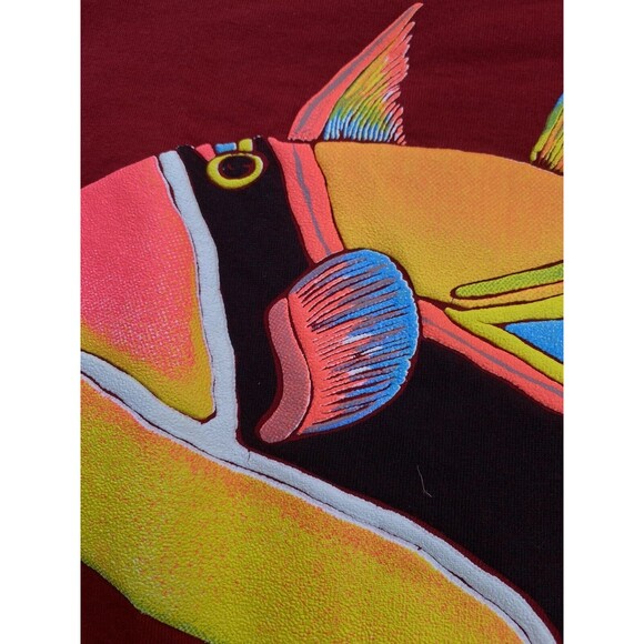 Vintage Hawaii Fish Size Large L Red Puff Print T Shirt Single Stitch - Picture 8 of 12